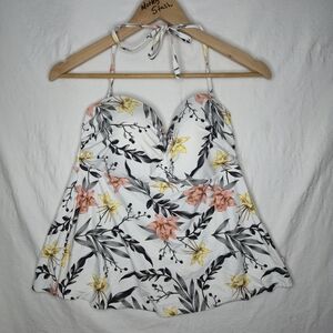 La Vie En Rose Aqua Floral Top Size XL